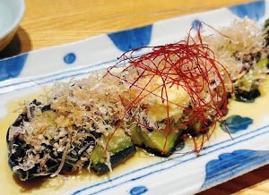 個室処 稲田屋 大手町店「長茄子の揚げ浸し」×良燗純米ぬる燗のマリアージュ♪