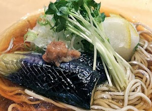 蕎麦割烹 稲田「揚げ茄子と柚子大根おろしの冷やしそば」はじめました！