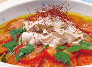 蕎麦処 いなたや アトレ亀戸店「フルーツトマトと豚しゃぶの冷蕎麦」夏の人気メニュー